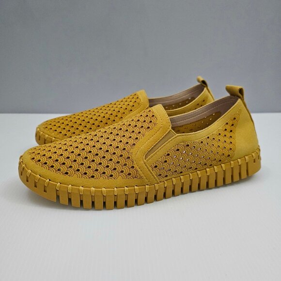 NEW Ilse Jacobsen Tulip 140 Sneaker Women EU 43 Yellow Slip On Travel Minimalist - Picture 13 of 13